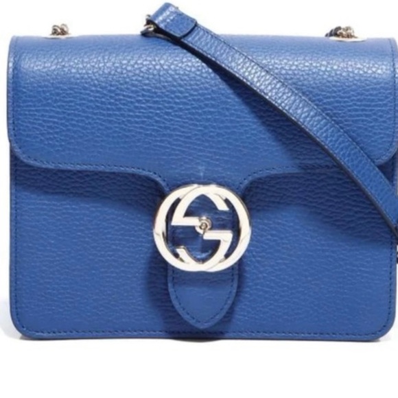 New Gucci Women's Blue Leather Interlocking GG Crossbody bag - Picture 4 of 6